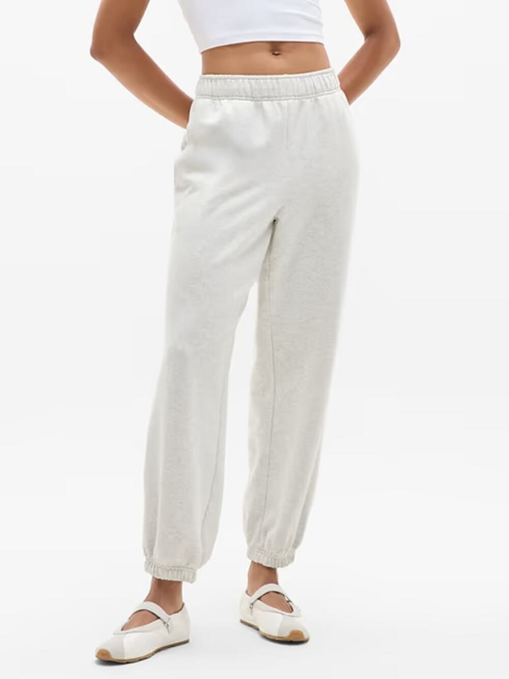 Athleta Forever Fleece High Rise Jogger Pants Fog Grey Heather Large